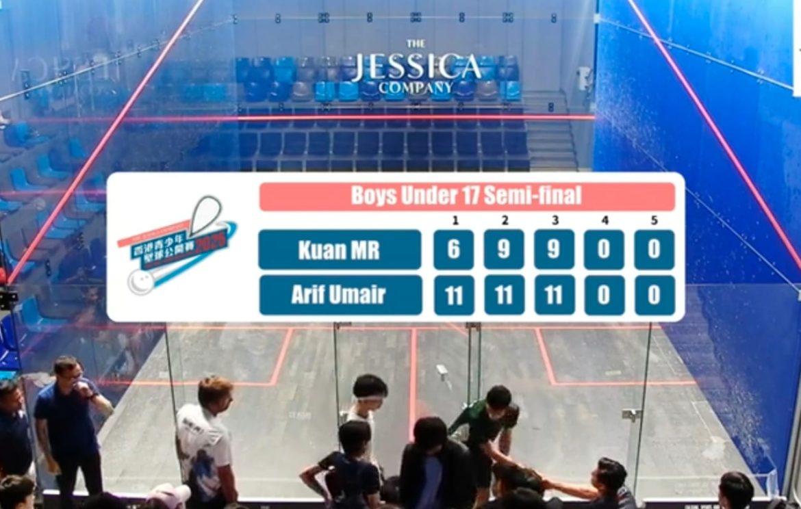 Umair Arif has won the Semifinals of Jessica Hong Kong Junior Squash Championship, 2025