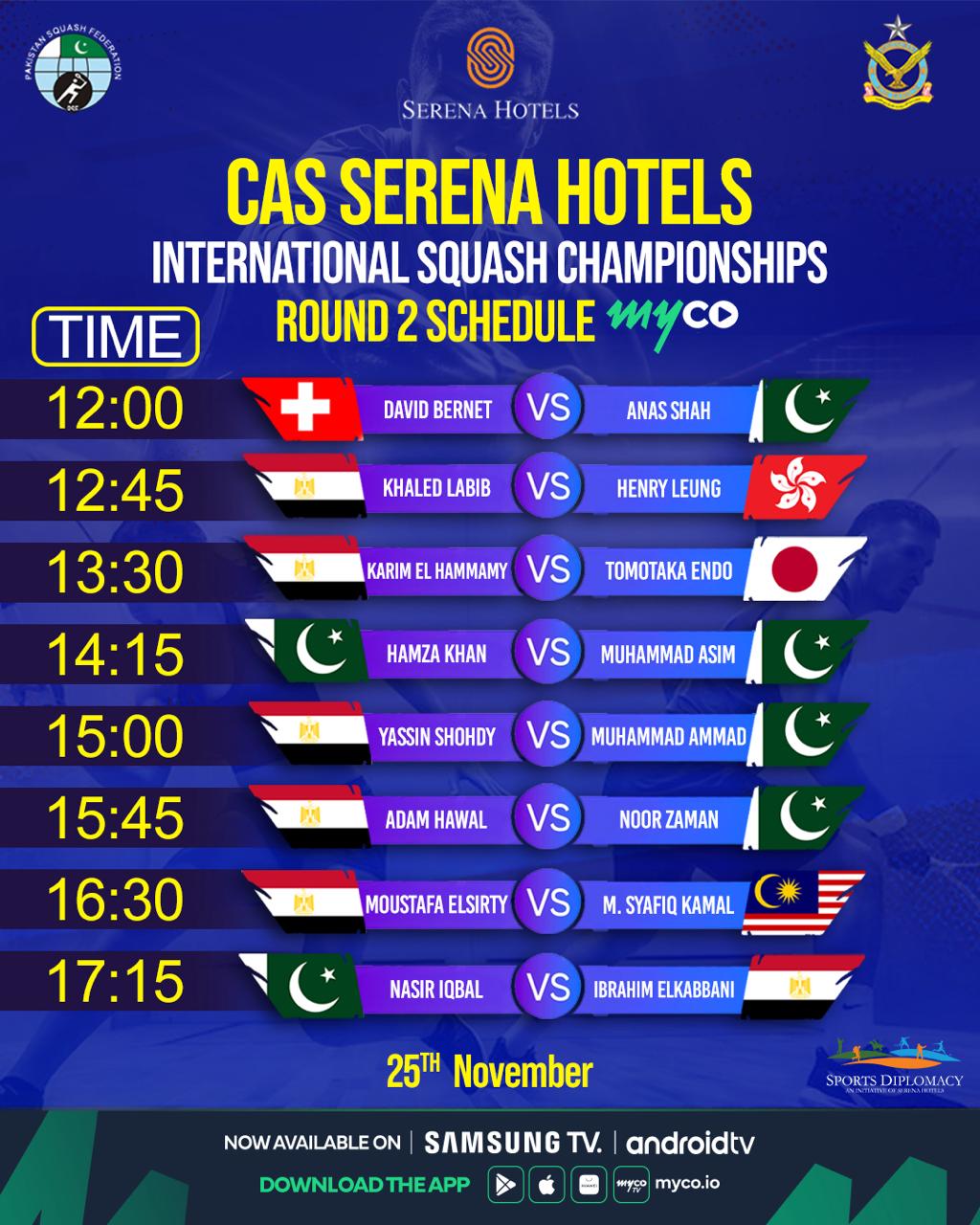 CAS‑Serena Hotels International Squash Championship 2025 – Day 2